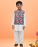 TIPPY TOP Cotton Full Sleeves Solid Kurta Pyjama With Floral Printed Jacket Set - White