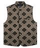 Charchit Cotton Blend Sleeveless Geometric Printed Jacket - Dark Green