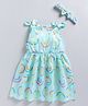 Snuggly MONKEY Poplin Sleeveless Floral Printed Dress With Headband Set - Mint
