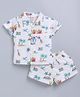 Snuggly MONKEY Poplin Half Sleeves Beach Theme Printed Shirt & Coordinating Shorts Set - White