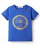 Noddy Knitted Half Sleeves Ny Jeans Co Text Foil Printed Tee - Royal Blue