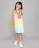Little Angels Cotton Sleeveless Colour Blocked Lace Detailed Dress - Pink