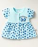 BUMZEE Cotton Knit Half Sleeves Berry Printed Front Open Dress - Light Blue