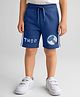 Pine Kids Marvel Terry Knit Knee Length Shorts with Thor Graphics & Tape Detailing - Navy Blue