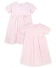 The Mom Store Cotton Pack of 2 Half Sleeves Rabbit & Polka Dots Printed Dresses -Pink