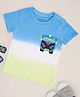 Pantaloons Baby Cotton Half Sleeves  Vehicle Patch Embroidered Ombre Tee - Bright White
