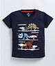 FUN A2Z Soft Cotton Sinker Half Sleeves Dinosaurs Printed Tee - Navy Blue