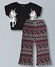 Plum Tree Pure Cotton Half Sleeves Unicorn Printed Top & Pant Set - Black