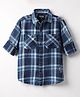 Ruff Denim Woven Full Sleeves Checkered Shirt - Navy Blue