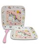 Superware Melamine Kids snack Plate with spoon - unicorn ( Set of 3 )