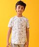 Anthrilo Blended Half Sleeves Doodle Art Printed Tee - White