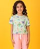 Anthrilo Blended Half Sleeves Butterfly Printed Tee - Green
