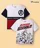 Honeyhap Marvel Single Jersey Knit Half Drop Shoulder Sleeves Oversized T-Shirts with Avengers Graphics Pack of 2 - White