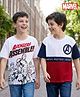 Honeyhap Marvel Single Jersey Knit Half Drop Shoulder Sleeves Oversized T-Shirts with Avengers Graphics Pack of 2 - White