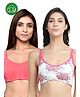 Inner Sense Organic Cotton Pack Of 2 Solid & Floral Printed Antimicrobial Maternity Bras With Nursing Access - Multi Colour