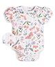 My Milestones Half Puffed Sleeves Floral Printed Onesie - Off White