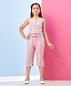 Aarika Cotton Woven Sleeveless Striped Crop Top & Coordinating Capri Pants - Pink