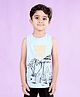 Kiddopanti Cotton Sleeveless Beach Theme Printed Tee - Blue
