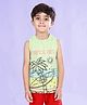 Kiddopanti Cotton Sleeveless Beach Theme Printed Tee - Light Green