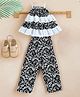 Bella Moda Cotton Sleeveless Floral Printed Layered Top & Coordinating Pant Set - Black