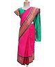 Bhartiya Paridhan Silk Saree with Half Sleeves Blouse & Zari Embroidery - Pink