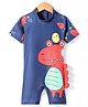 KIDLINGSS Half Sleeves Dinosaurs Printed Swimsuit - Navy Blue