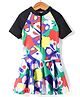 KIDLINGSS Half Raglan Sleeves Butterflies Printed Dress Style Swimsuit - Multi Colour