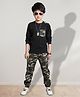 J&JP Cotton Full Sleeves Camouflage Printed Coordinating Tee & Joggers Set - Black