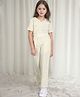 NEUDIS Cotton Half Sleeves Striped Coordinating Top & Trousers Set - Yellow & White