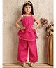 NEUDIS Cotton Blend Sleeveless Leheriya Printed & Lace Embellished Kurta Palazzo Set - Magenta