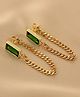 Teulrip Waterproof Stainless Steel Cuban Chain Earrings -Green