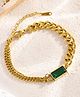 TEULRIP Stainless Steel Green Diamond Cuban Chain Bracelet-Green