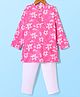 CrayonFlakes Cotton Full Sleeves Floral Printed Kurta & Pyjama Set - Pink