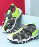 Cute Walk by Babyhug Velcro Closure Sandals With Lace Detailing - Grey & Neon Green