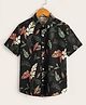 tior Half Sleeves Tropical Theme Printed Shirt - Black