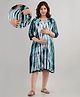 CeleBravo Rayon Three Fourth Sleeves Tie Dye Maternity Dress With Nursing Access - Green