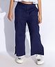 Taffykids Cotton Lycra Solid Side Slit Cargo Pants - Navy Blue
