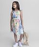 Taffykids Chiffon Sleeveless Floral Dobby Designed Cut Out Detailed Dress - Multi Colour