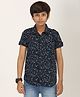 Zion Cotton Half Sleeves Star Constellations Printed Shirt - Navy Blue