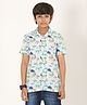 Zion Cotton Half Sleeves Sailboat Printed Shirt - Light Blue