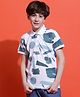 Lil Tomatoes Cotton Half Sleeves Abstract Printed Polo Tee - White