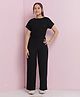 Lil Tomatoes Cotton Half Sleeves Solid Jumpsuit - Black