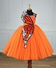 Li&Li BOUTIQUE Net Sleeveless Handcrafted Detachable Butterfly Wings Detailed Gown With Belt - Tangerine Orange