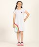 Zion Single Jersey Half Sleeves Rainbow & Lady Bug Printed Dress - White