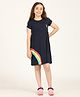 Zion Single Jersey Half Sleeves Rainbow & Lady Bug Printed Dress - Navy Blue