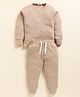 Cot & Candy Cotton Modal Woven Full Sleeves Solid Tee & Pajama Set - Latte