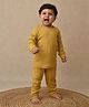 Cot & Candy Cotton Modal Woven Full Sleeves Solid Tee & Pajama Set - Mustard