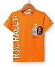 Ruff Sinker Knit Half Sleeves T-Shirt with Sport Theme Print - Orange