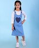 The Mom Store Cotton Sleeveless Heart Patch Detailed Pinafore Dress - Blue