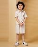 Budding Bees Cotton Half Sleeves Striped Shirt & Shorts Set - Beige